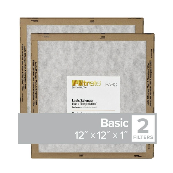 Filtrete Filtrete 12 in. W X 12 in. H X 1 in. D Synthetic 2 MERV Flat Panel Filter 2 pk FPL10-2PK-24 - main